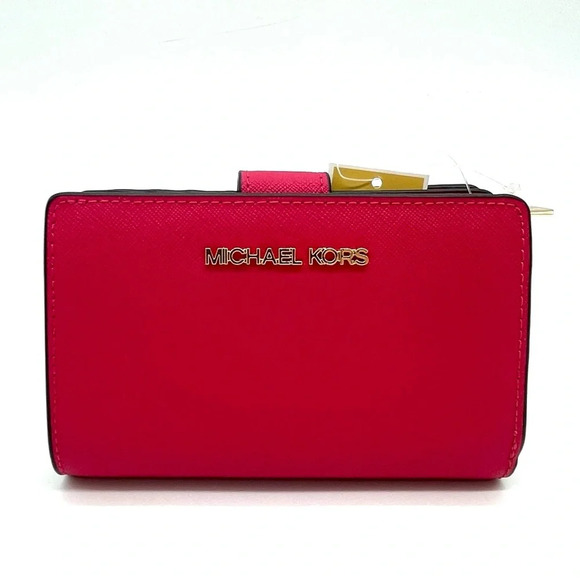 Michael Kors Medium Bifold Zip Chain Wallet Electric Pink (NWT) - Picture 2 of 9